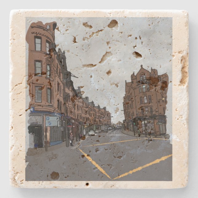 Streets of Glasgow, Scotland Stone Coaster (Front)