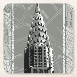 Streets of New York with Empire State Building Square Paper Coaster