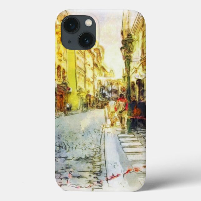 Streets of Old Prague watercolor Case-Mate iPhone Case (Back)