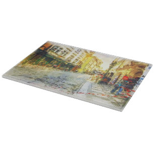 Streets of Old Prague watercolor Cutting Board