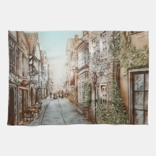 Streets of Paris, France - Pastoral Vintage Art Tea Towel