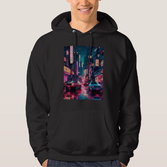 Streets of Tokyo Japan Night Scene With Lights - V Hoodie (Front)
