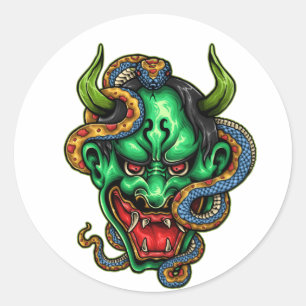 Streetwear Green Dragon Tattoo Classic Round Sticker