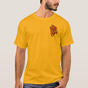 Streetwear Pink and Black Floral Dragon on T-Shirt