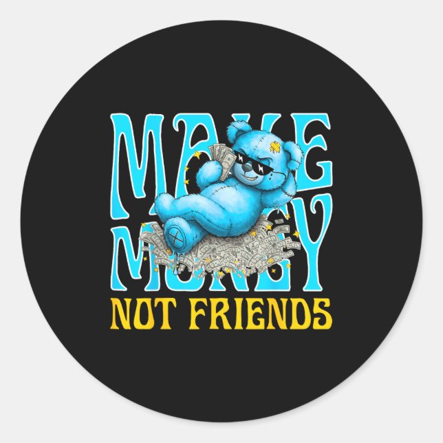Streetwear Retro Matching Gamma Blue Funny Make Mo Classic Round Sticker (Front)