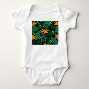 Strelitzia Flowers: Tropic Vintage Background Baby Bodysuit