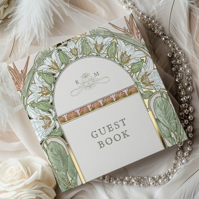 Strelitzia Gold Wedding Art Nouveau Guest Book (Creator Uploaded)