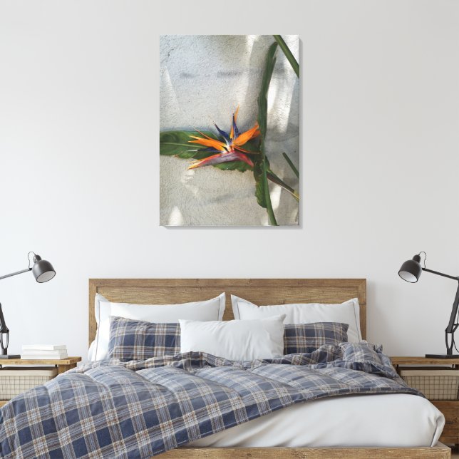 strelitzia in front of a wall canvas print (Insitu(Bedroom))