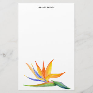 Strelitzia   Yellow Tropical Flower Custom Name Stationery