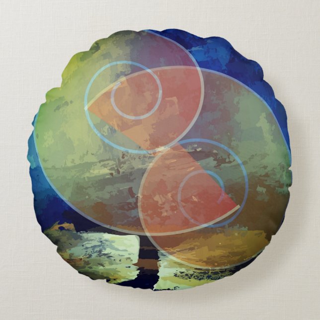 "Strenght" Orange,Blue & Yellow Art cushion (Front)