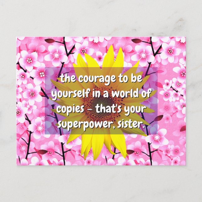 Strength and Courage Sister Quotes | Floral Postcard (Front)