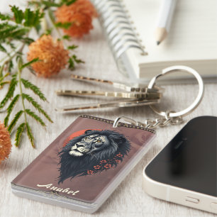 Strength and delicacy united, a black lion key ring