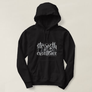Strength And Excellence Mens Black Hoodie 