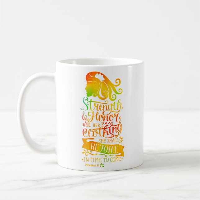 Strength and Honour personalised scripture Coffee Mug (Left)