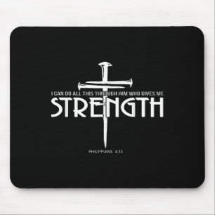 Strength And Nail Cross Bible Verse Christian Mouse Mat