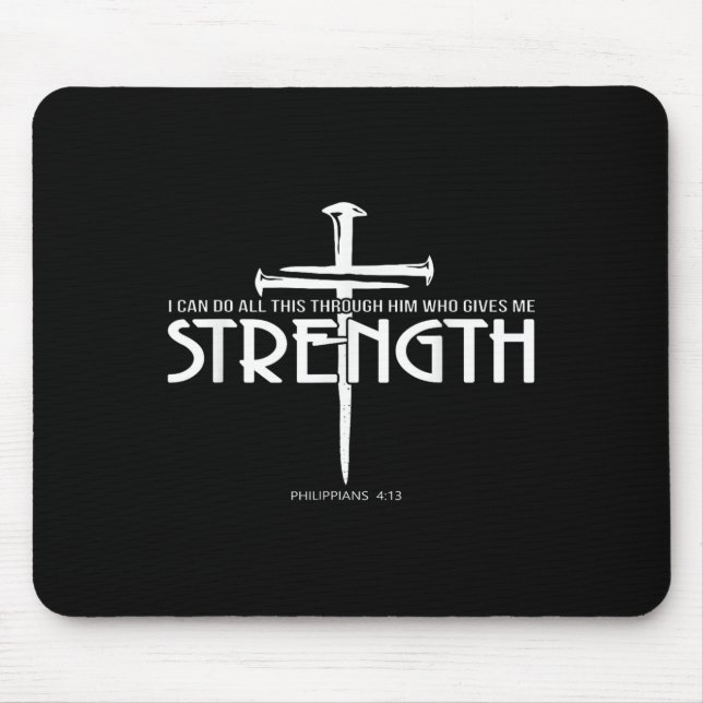 Strength And Nail Cross Bible Verse Christian  Mouse Mat (Front)