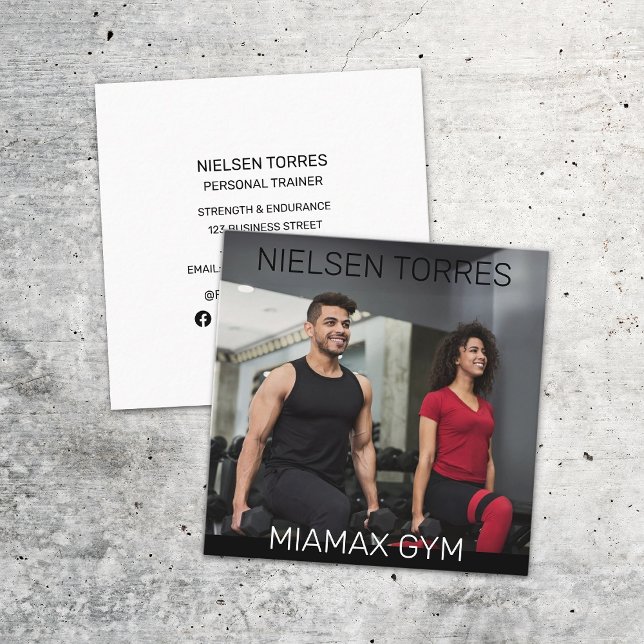 Strength Cardio Gym Fitness Personal Trainer Square Business Card (Creator Uploaded)