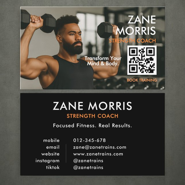 Strength Coach Photo QR Code Business Card (Creator Uploaded)