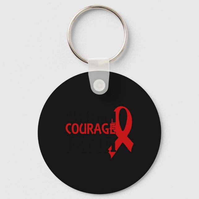 Strength Courage Faith Blood Cancer Heart Disease  Key Ring (Front)