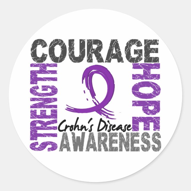 Strength Courage Hope Crohn's Disease Classic Round Sticker (Front)