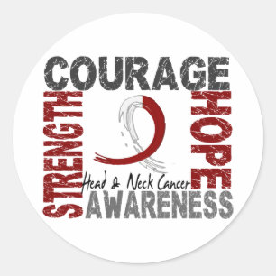 Strength Courage Hope Head Neck Cancer Classic Round Sticker