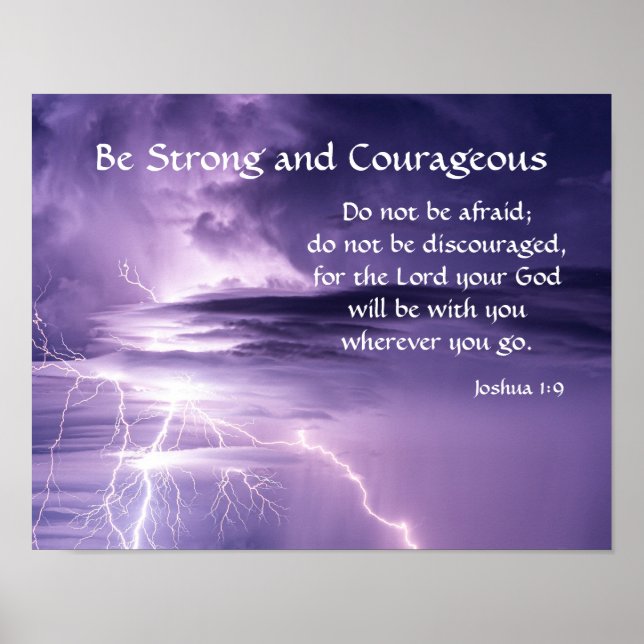 Strength & Courage Inspirational Bible Verse Poster (Front)