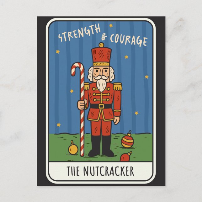 Strength & Courage Nutcracker Soldier Christmas  Holiday Postcard (Front)