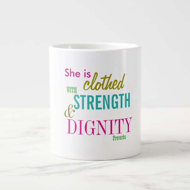 Strength Dignity Bible Verse Girls Inspirational Large Coffee Mug (Front)