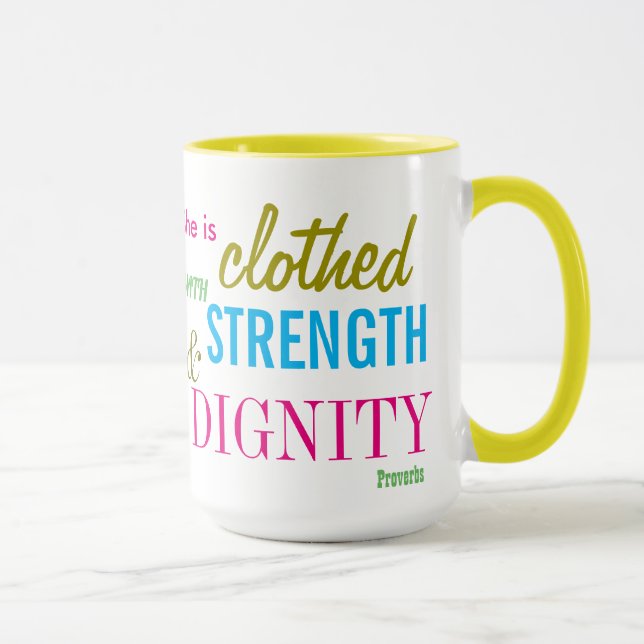 Strength Dignity Bible Verse Women Girl Inspiring Mug (Right)