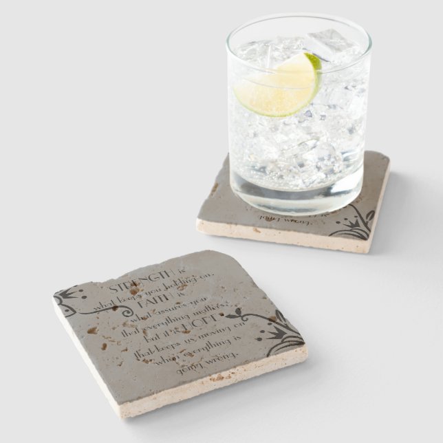 Strength, Faith and Hope Stone Coaster (Side)