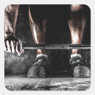 Strength Fitness Weightlifting Barbell Gym Square Sticker
