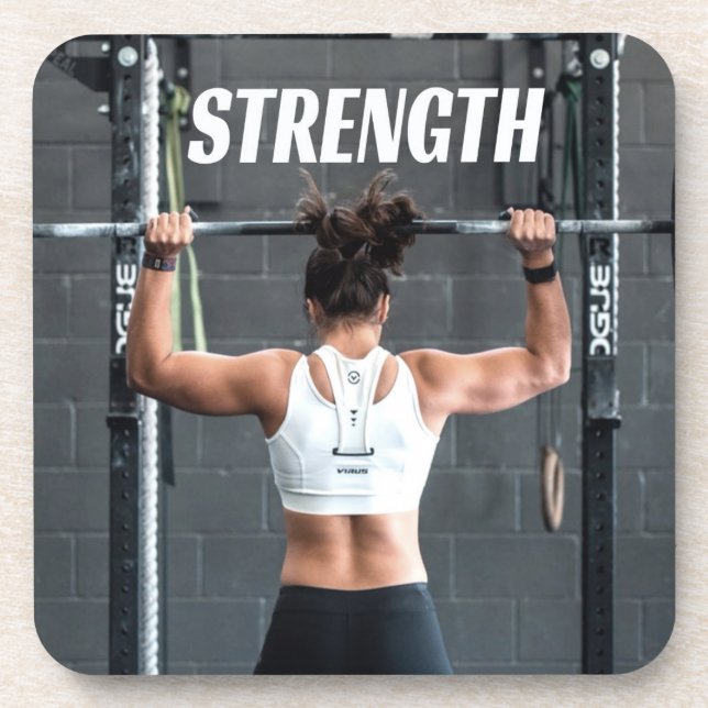 Strength Fittness Women Muscle Worout Motivational Coaster (Front)