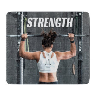 Strength Fittness Women Muscle Worout Motivational Cutting Board