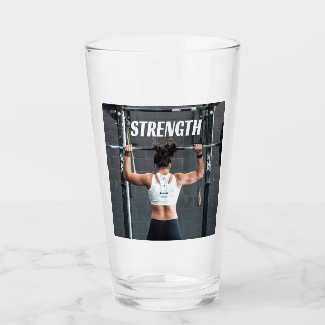 Strength Fittness Women Muscle Worout Motivational Glass (Front)