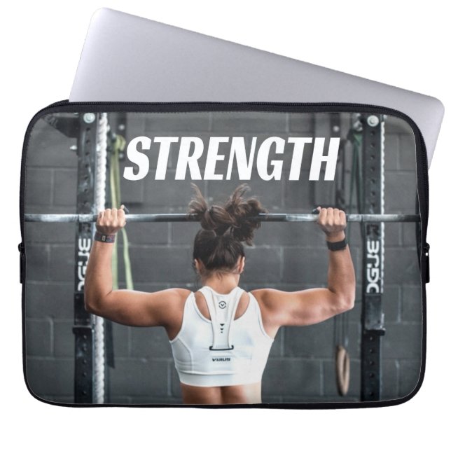 Strength Fittness Women Muscle Worout Motivational Laptop Sleeve (Front)