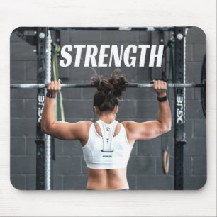 Strength Fittness Women Muscle Worout Motivational Mouse Mat