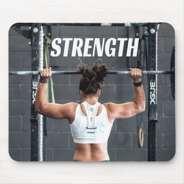 Strength Fittness Women Muscle Worout Motivational Mouse Mat (Front)