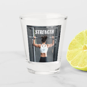 Strength Fittness Women Muscle Worout Motivational Shot Glass