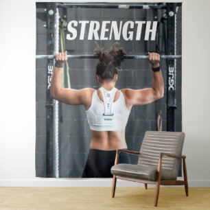 Strength Fittness Women Muscle Worout Motivational Tapestry