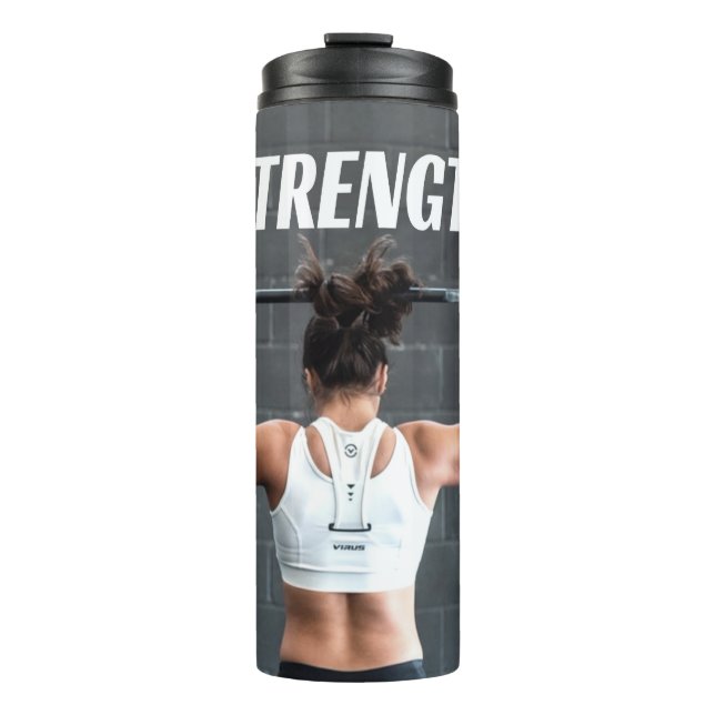 Strength Fittness Women Muscle Worout Motivational Thermal Tumbler (Front)