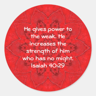 Strength From God Bible Verses Quote Isaiah 40:29 Classic Round Sticker
