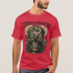 Strength From Within - Gothic Skull & Serpent Tatt T-Shirt