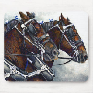 Strength & Glory Percheron Horse Team Mouse Pad