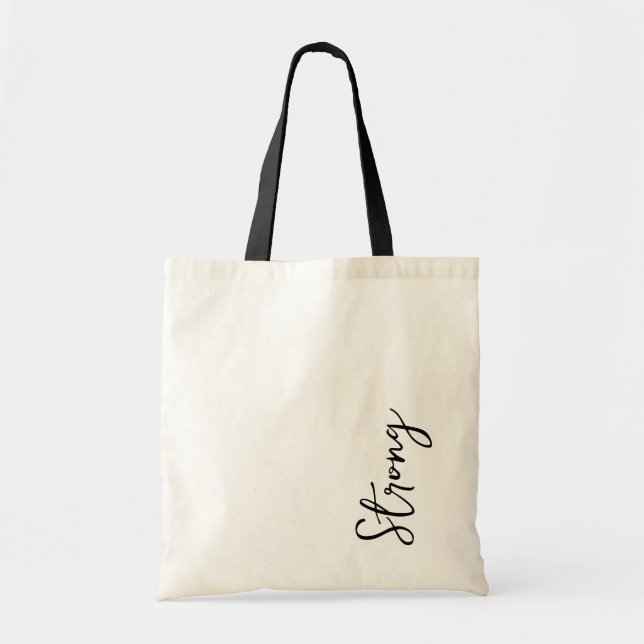 Strength Gym Tote Bag Strong Script Black Bulk     (Front)