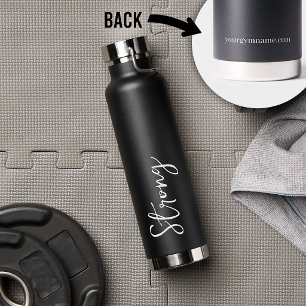 Strength Gym Water Bottle Strong Script Black