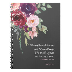 Strength & Honour Proverbs 31 Pink and Grey Planne Notebook