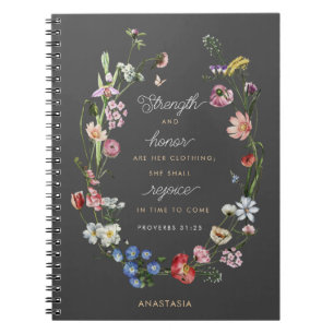 Strength & Honour Wildflowers Provers 31 Christian Notebook