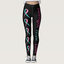 Strength hope love pink and teal leggings