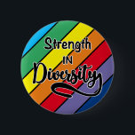 "Strength in Diversity" Rainbow Inclusivity 6 Cm Round Badge<br><div class="desc">A design to promote inclusivity and acceptance! The words read “Strength in Diversity” in black with a white outline on a rainbow-coloured circle. I created this design with the non-neurotypical community in mind. Looking back at this design I realise that it is also for the lgbtq community as well. And...</div>