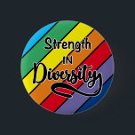"Strength in Diversity" Rainbow Inclusivity 6 Cm Round Badge<br><div class="desc">A design to promote inclusivity and acceptance! The words read “Strength in Diversity” in black with a white outline on a rainbow-coloured circle. I created this design with the non-neurotypical community in mind. Looking back at this design I realise that it is also for the lgbtq community as well. And...</div>